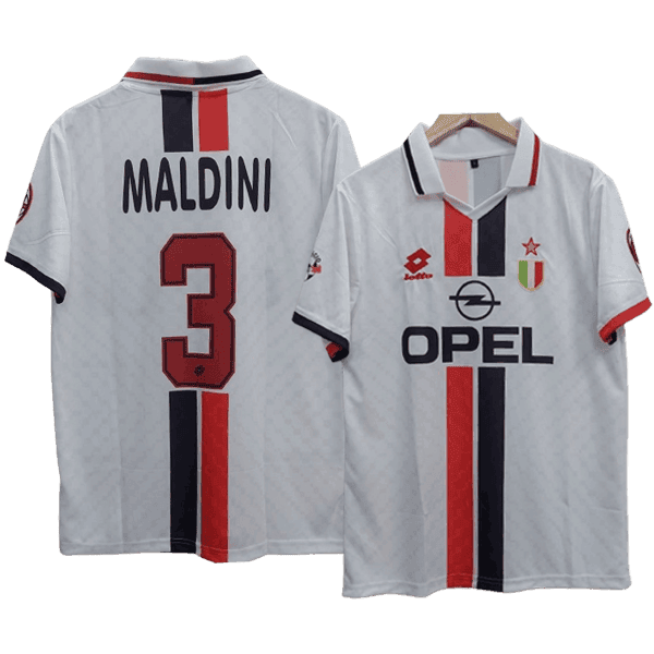 Paolo Maldini AC Milan 1996 97 Away Jersey White OGASPORTS Paolo Maldini AC Milan 1996 97 Away Jersey White OGASPORTS
