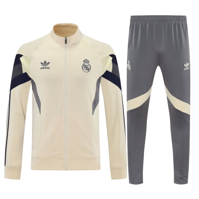 Real Madrid 2025-26 Soccer Training Set - Vintage Cream and Grey