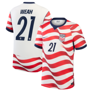 USMNT Timothy Weah #21 USA Worldcup 2026 Home Jersey - White red