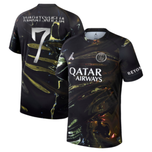 Kvaratskhelia #7 Paris Saint-Germain 2026 Jordan Night Jersey - Black