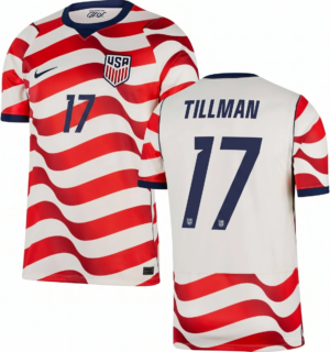 USMNT Tillman #17 USA 2026 Home Jersey - White red